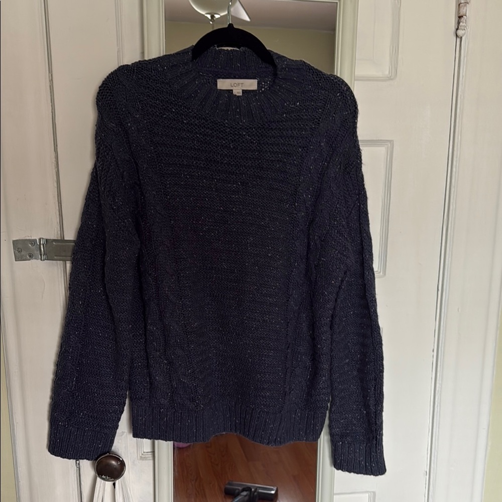 LOFT Navy Cable Knit Sweater